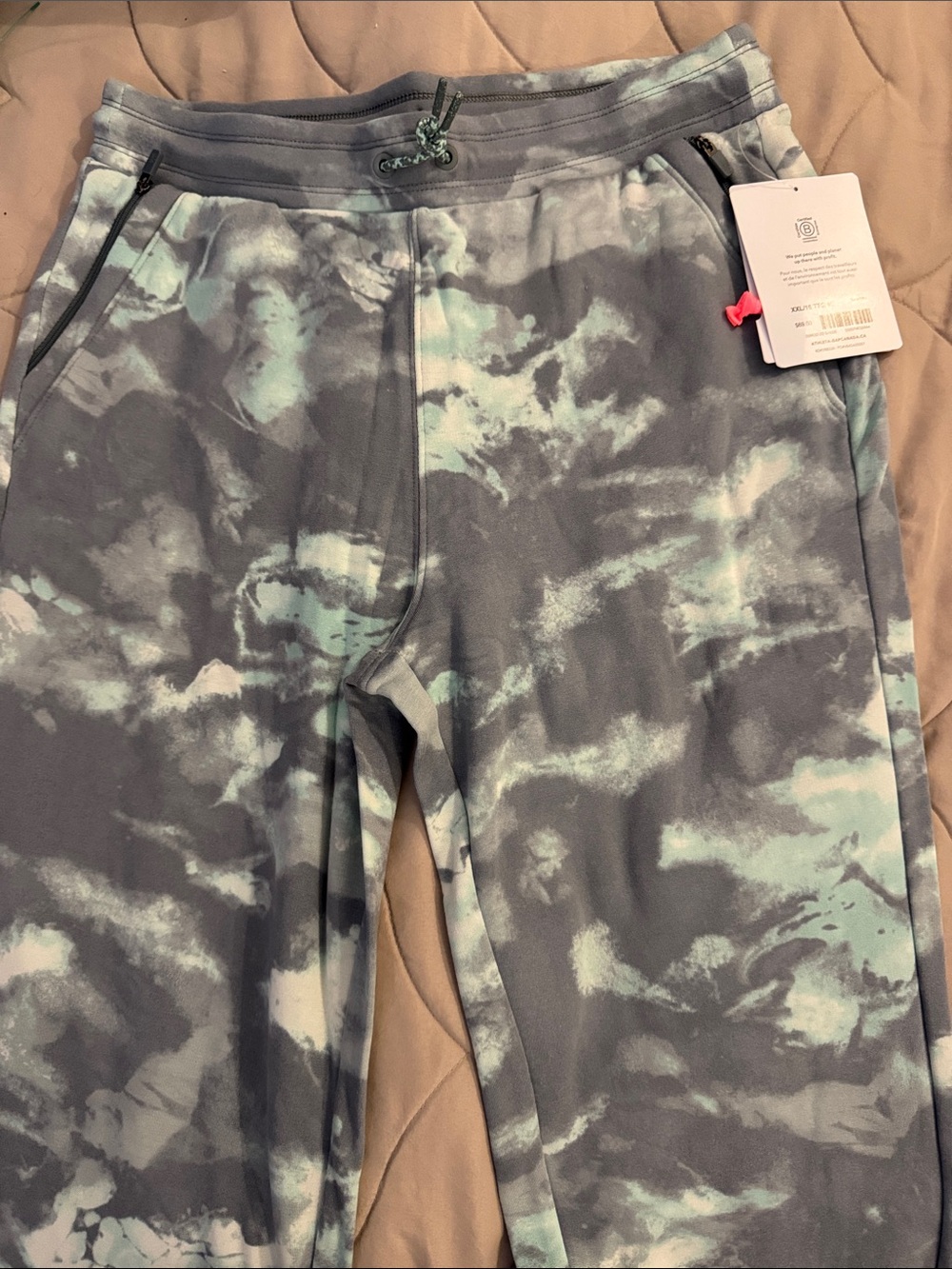 Athleta Kids Gray and Teal Tie-Dye Joggers